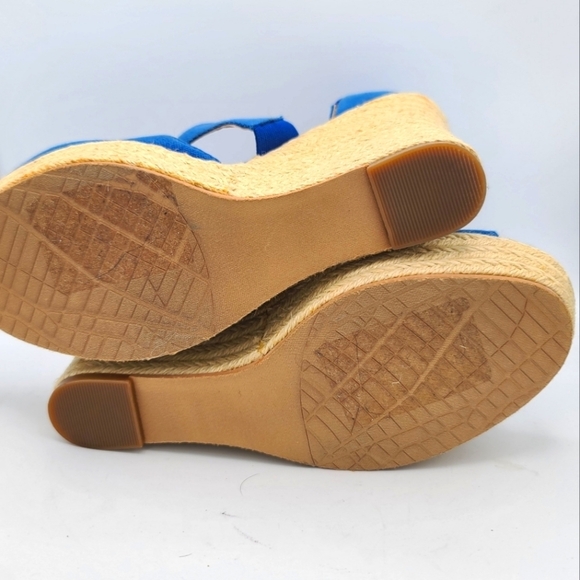 14th & Union Espadrilles Wedges size 9.5M Blue 5" - Picture 8 of 9
